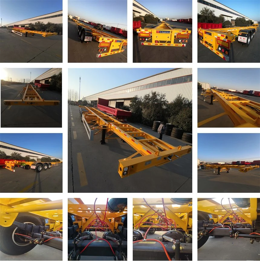 40FT 3 Axle Flatbed Semi Trailer Frame Trailer Skeleton Truck Trailer for Sale